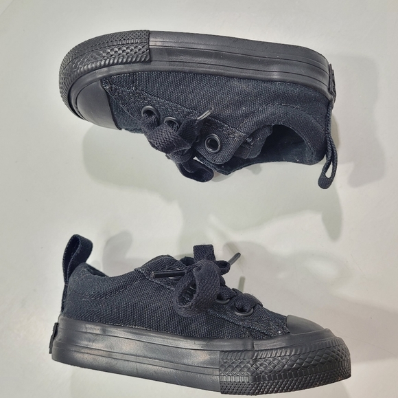 CONVERSE ALL STAR STREET OX LOW MONO BLACK SHOE BABY TODDLER SIZE 4 - Picture 12 of 13